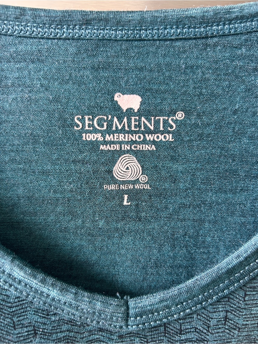 Segments 100% Merino Wool Teal Long Sleeve Top Large - Picture 5 of 5